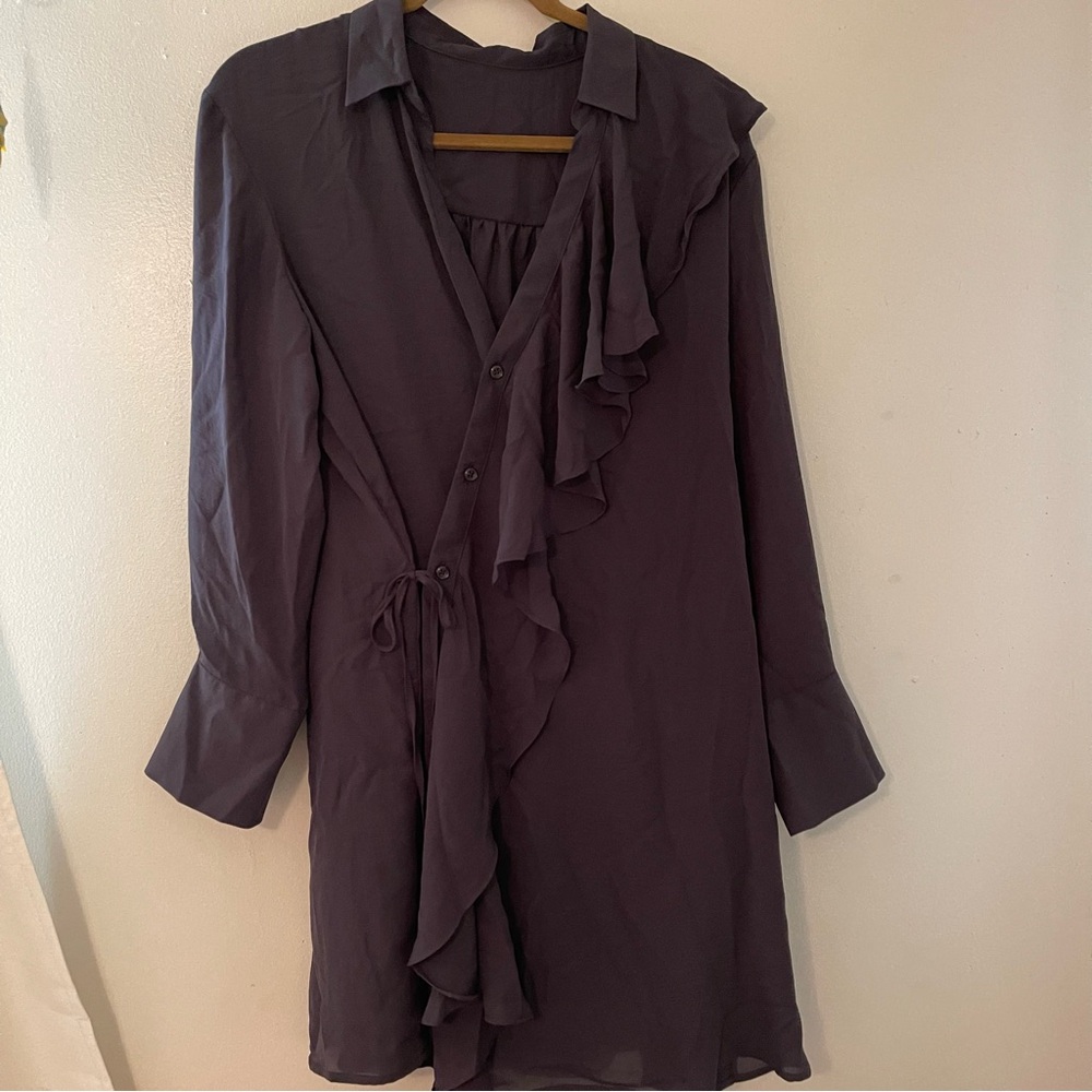 NWT Future Collective Navy Blue Wrap Dress with Ruffles Size Large